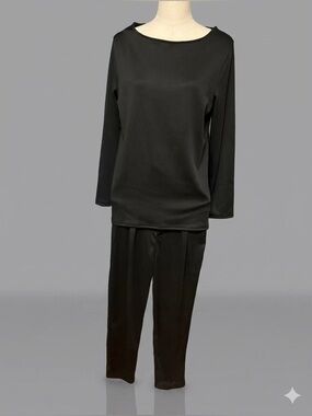 Classic Black Long Sleeve Top and Pants Set